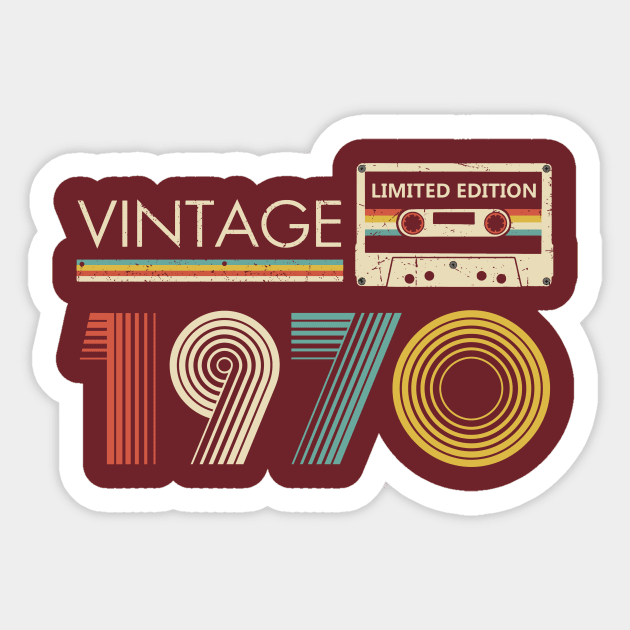 Vintage 1970 Limited Edition Cassette Sticker by louismcfarland